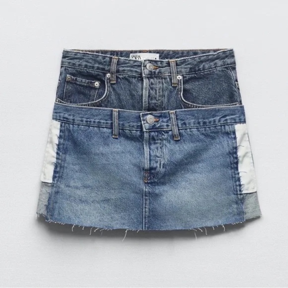 PRE-OWNED - Zara Denim High Wasted Mini Skirt Double Waist Band - Medium